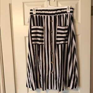 SHEIN Black and White Striped A-Line Skirt